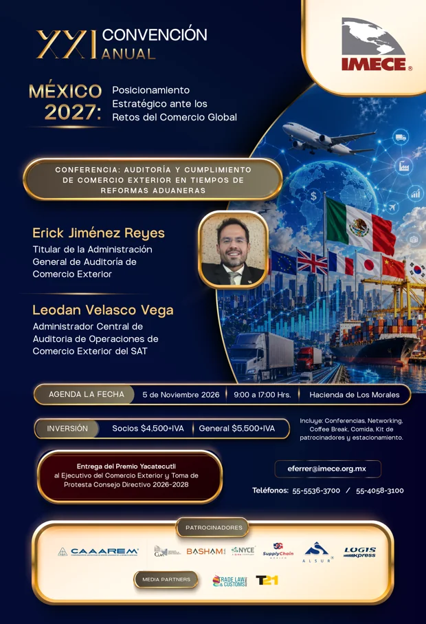 Cartel: Auditoría y cumplimiento de comercio exterior — Erick Jiménez Reyes y Leodan Velasco Vega